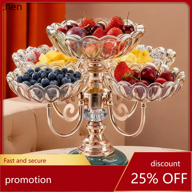 

Zml crystal glass multi-tier fruit bowl - modern home living room coffee table creative design