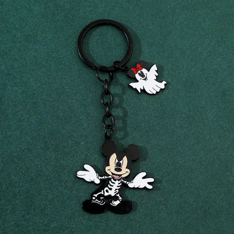 1 adet Disney Karikatür Anime Cadılar Bayramı İskelet Mickey Metal Kolye Anahtarlık