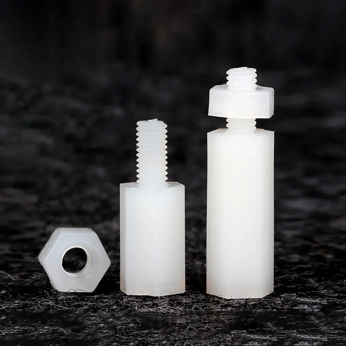 White Single Headed Hexagonal Nylon Plastic Isolation Column Single Headed Through-Hole Insulated Screw Column With Nut M2M2.5M3