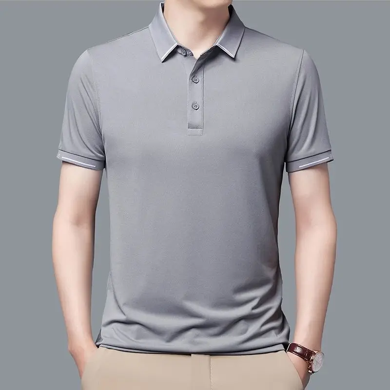 Sommer Kurzarm Polo-Shirts einfarbige Mode Turn-Down-Kragen Herren bekleidung Business Casual All-Match-Button-T-Shirts