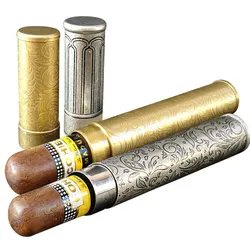 Cigars Box Single Cigar Tube Pure Copper Humidor Moisturizing Portable Metal Cigar Case Travel Outdoor Cigar Accessories for Men