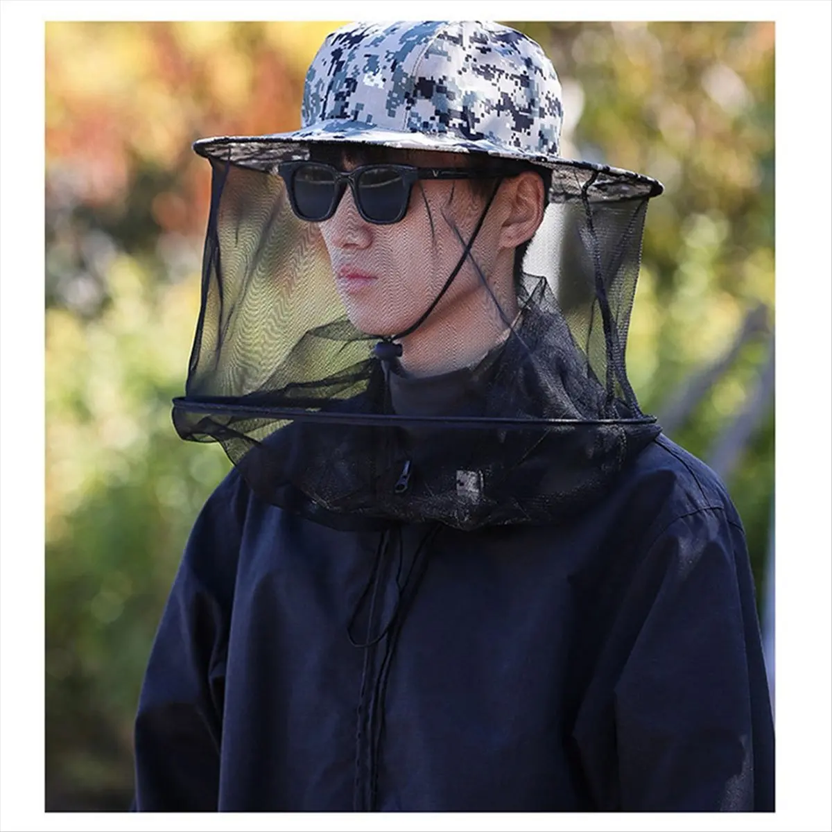 【CHRISTMAS】Sombrero de red de pesca antimosquitos para exteriores de camuflaje fantasma, adecuado para pescar, acampar y otras actividades