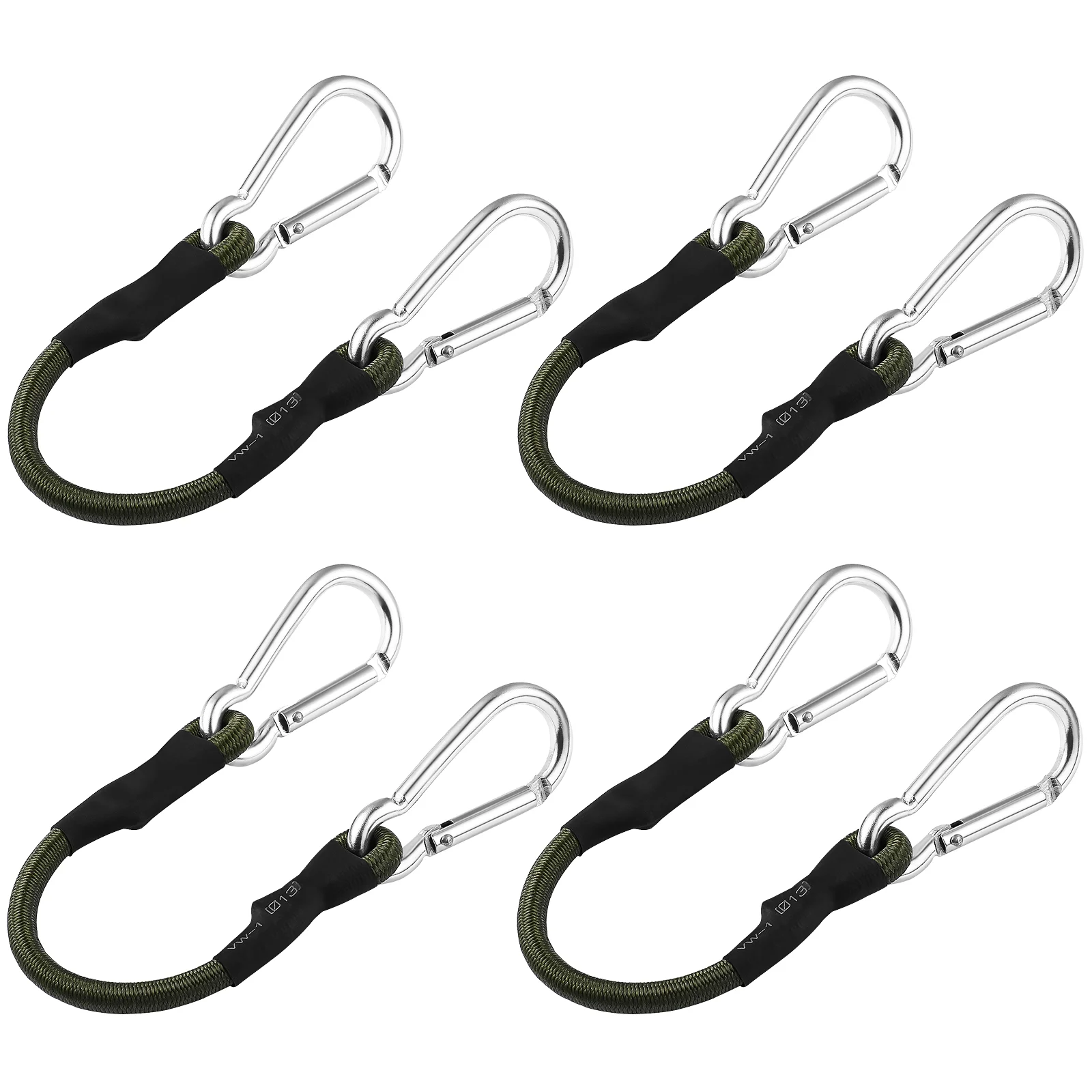 4 Pcs Elastic Band Bungee Cords with Hooks Heavy Duty Carabiner Clothes Line Ropes Straps