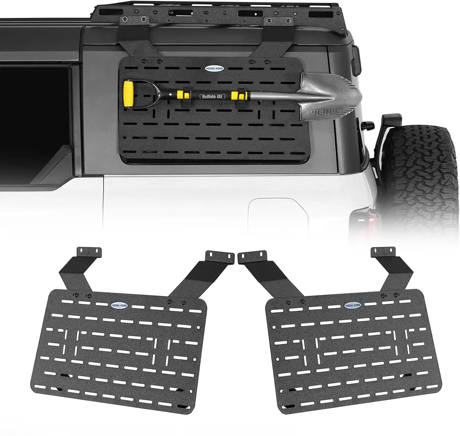 

Bronco Rear Window Exterior Storage Molle Panel Kit Compatible With Roof Ra For 2021-2025 Ford Bronco Hardtop 4-Door