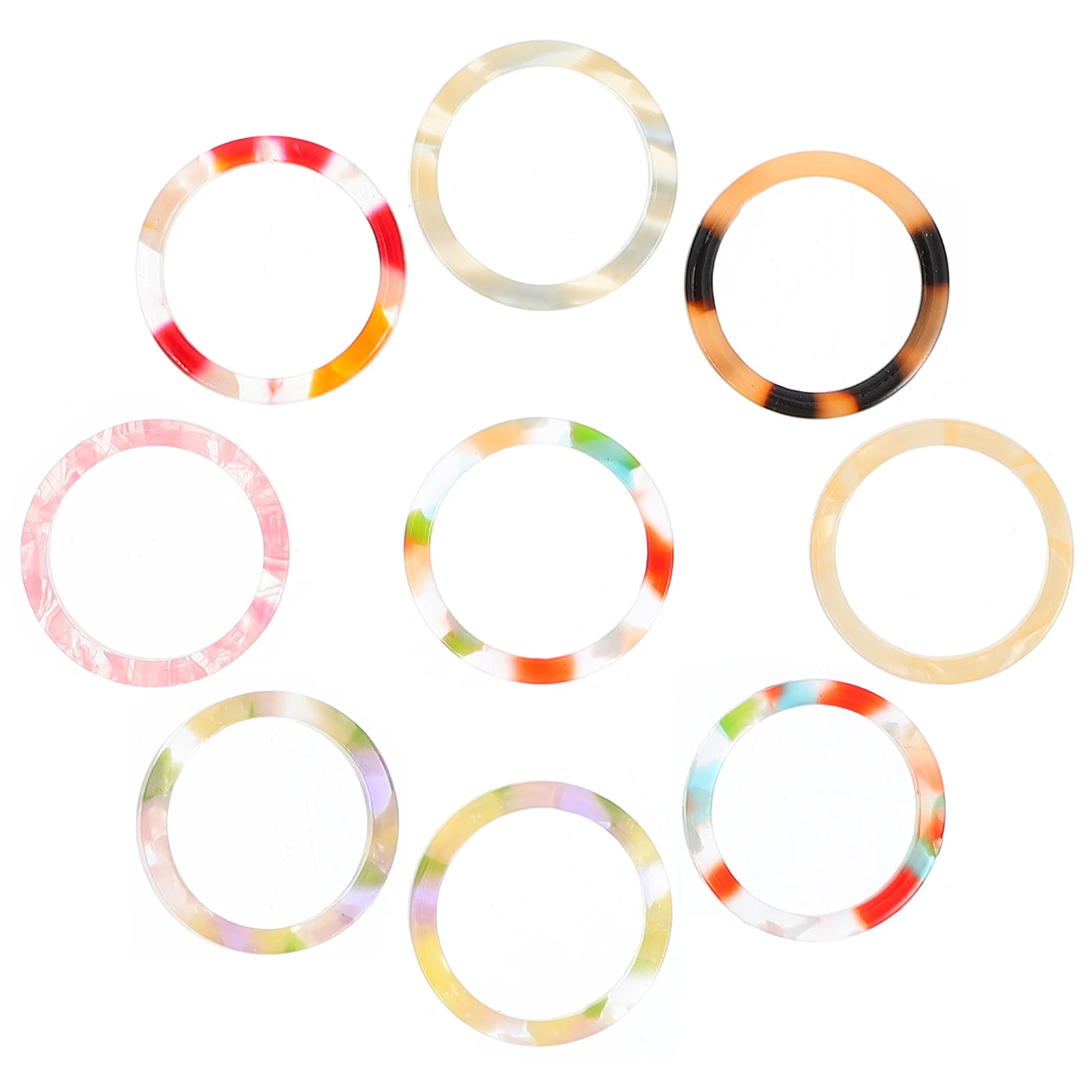 

9Pcs Vintage Acetate Rings Simple Round Fashionable Finger Rings Lightweight Comfortable Finger Jewelry for Women