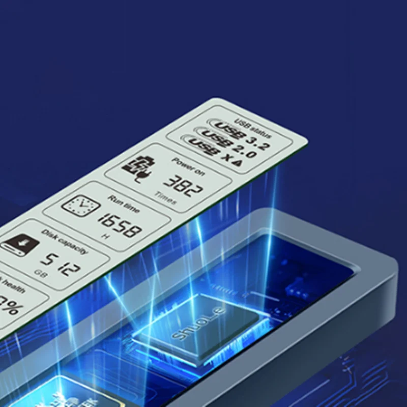 

1Pieces M2 SSD Enclosure – NVMe/SATA Dual Protocol, 10Gbps USB3.2 Gen2 Type-C, With Intelligent Digital Display