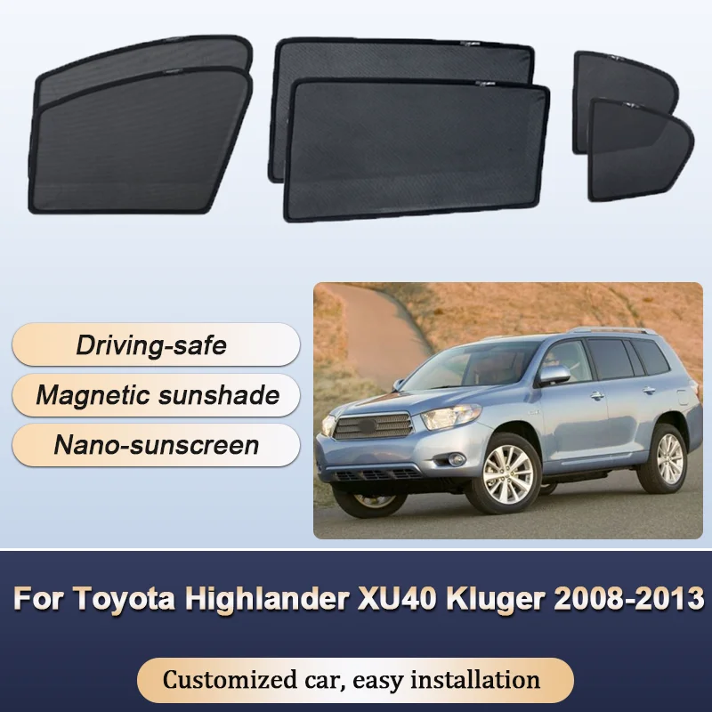 

Sun Shades For Toyota Highlander XU40 Kluger 2008-2013 Magnetic Heat insulation Curtains Privacy Window Visor Car Accessories