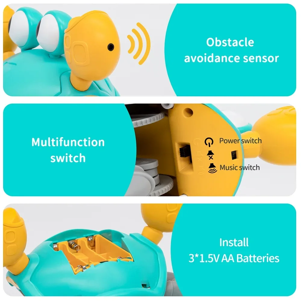 Kinderen Inductie Ontsnappen Krab Octopus Kruipspeelgoed Baby Elektronische huisdieren Muzikaal speelgoed Peuter Bewegend Vermijd obstakels Speelgoed Geen batterij