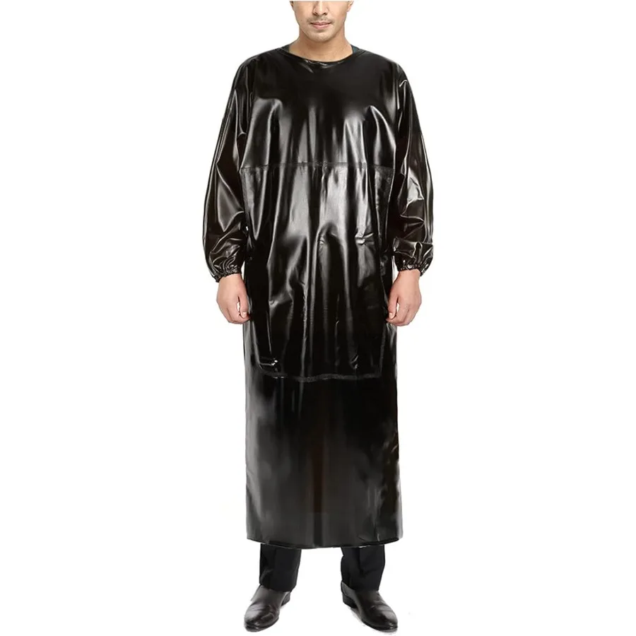 

Long Sleeve Waterproof PVC Coverall Splash Suit Chemical Resistant Apron for Industrial and Laboratory Use Durable Protective O