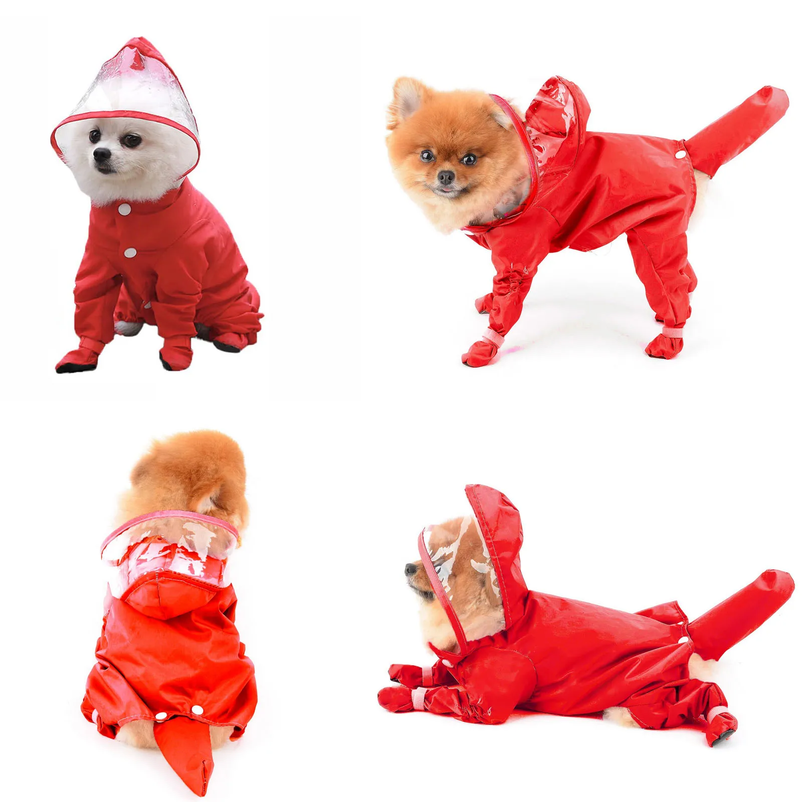 Suministros para mascotas al aire libre, ropa para mascotas de cuatro patas de una pieza, chubasquero impermeable para perros y gatos de cuerpo entero con Botas de lluvia