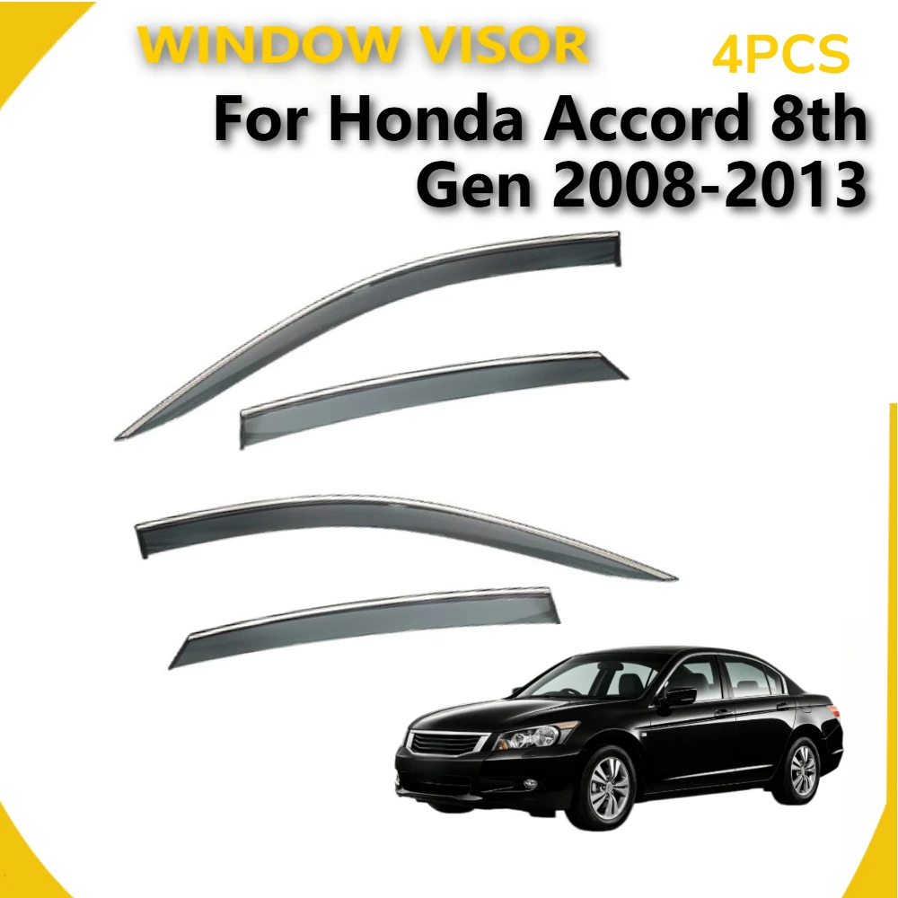 Black Smoke Wear Resistant Wind Deflector Sun Visor For Honda Accord 8th Gen 2008-2013