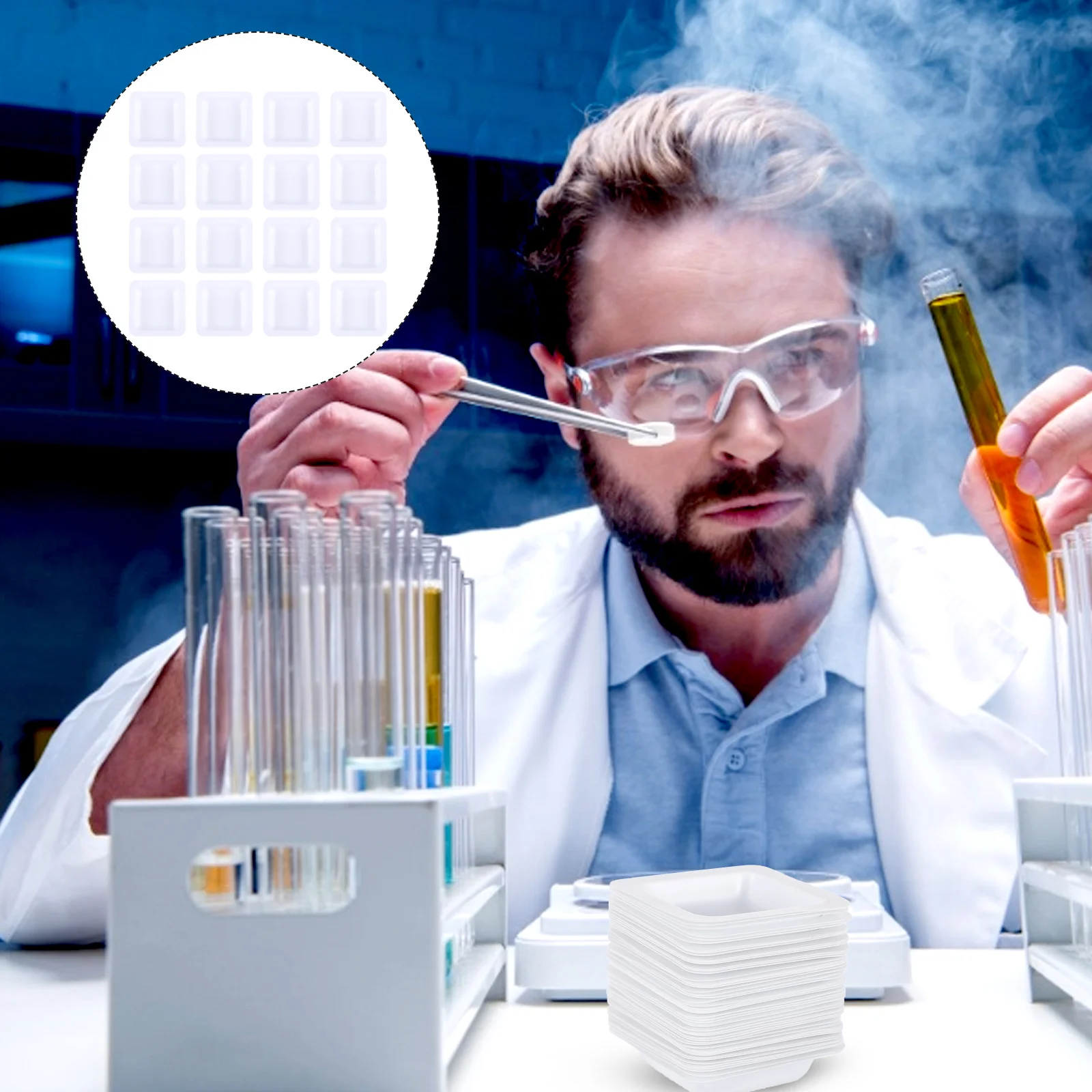 50Pcs Plastic Weighing Plates Anti-Static Non-Tip Flat Bottom Lab Weigh Boats for Easy Transfer of Powders and Liquids 7Ml - Image 3