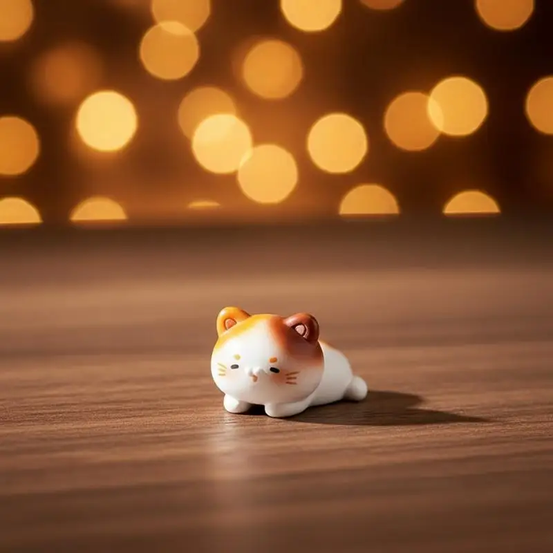 Cute Kitten Figurine Cartoon Mini Cat Ornament Lovely Computer Monitor Edge Decor for Home Work Desk