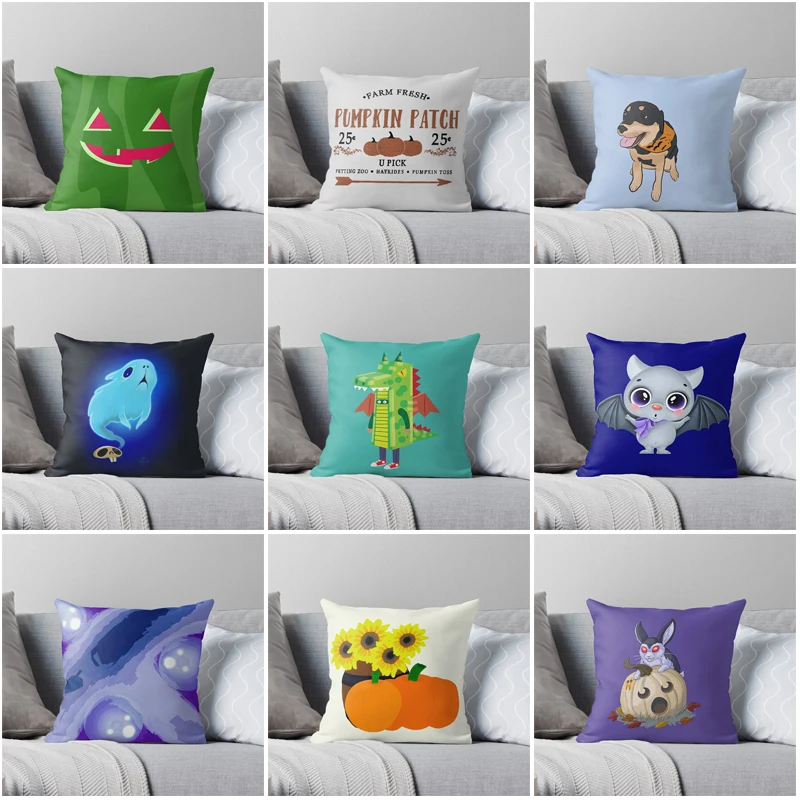 

Color Decorative Home pillow case Cushion covers autumn 45X45cm 50x50 60x60cm Modern Living Room sofa halloween pumpkin funny