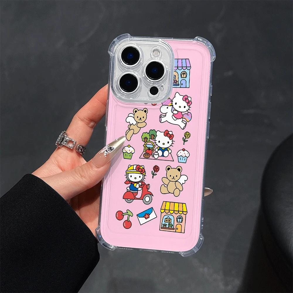 

Прозрачный чехол для телефона Hello Kitty для IPhone 16, IPhone 16/15/14/13/12/11/x/xs/xs Max, женские чехлы для телефонов Sanrio KT, модный для Iphone