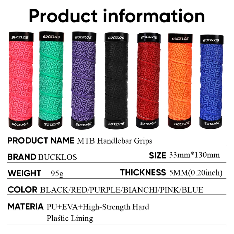 1Pair BUCKLOS Bicycle Handlebar Handles for MTB Shockproof Bicycle Cuffs PU+EVA Non-Slip Bike Handles Ultralight Bike Grips