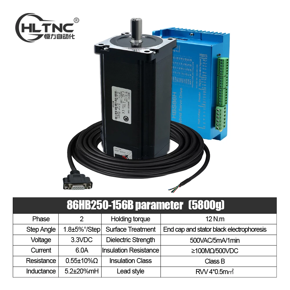 Nema34 Stepper Motor Open Loop or Close Loop DC Engines 12Nm with Driver DM860H / HBS86H +3M Encoder Cables For CNC Router