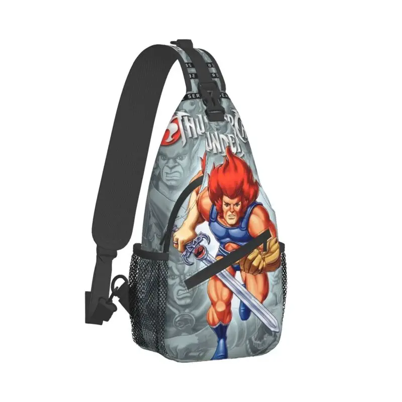 Thundercats ransel selempang pria, tas bahu dada kartun Anime kustom untuk bepergian