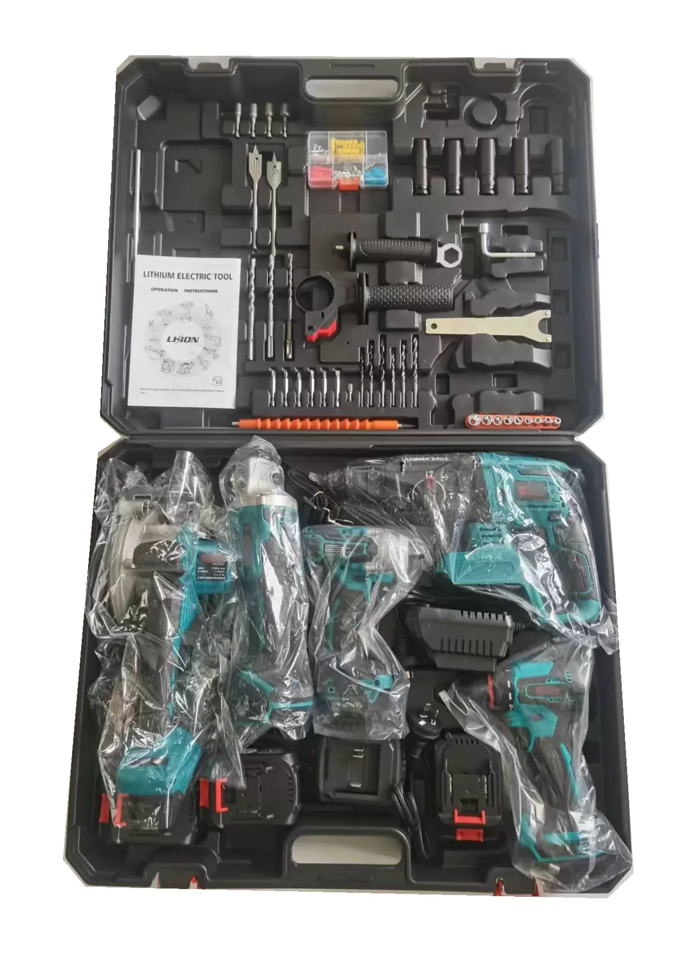 Industrial grade multi-functional lithium battery power tool set can be customized OEM maintenance five-in-one tool set