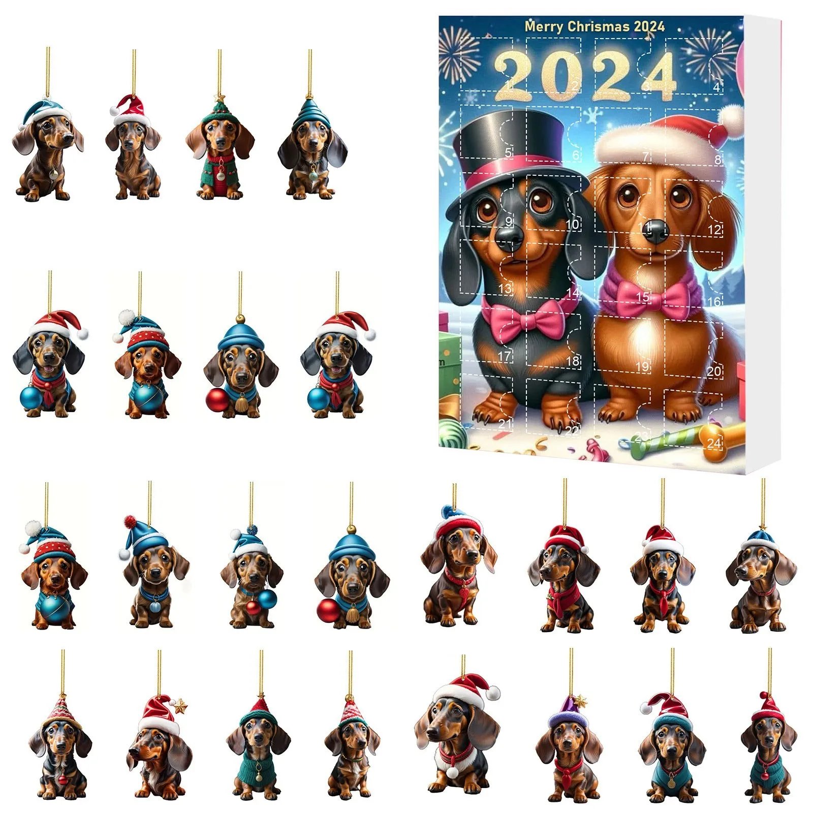 Minuterie de lavage des mains 20 secondes, mouvement 2024, calendrier de l'avent de noël, édition festive 24 jours, ensemble amusant pour chien, minuterie de 3 minutes, sable