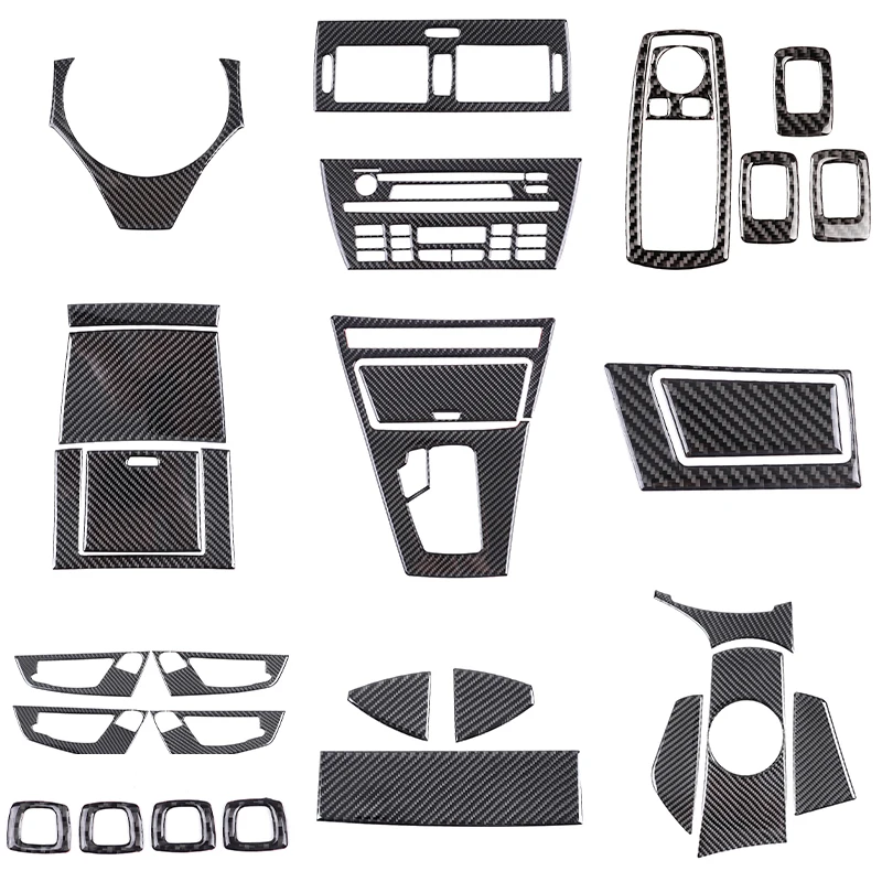 For BMW X3 E83 2006-10 Soft Carbon Fiber Interior Trim Center Console CD Panel Gear Shift Cover Sticker Decorate Car Accessories