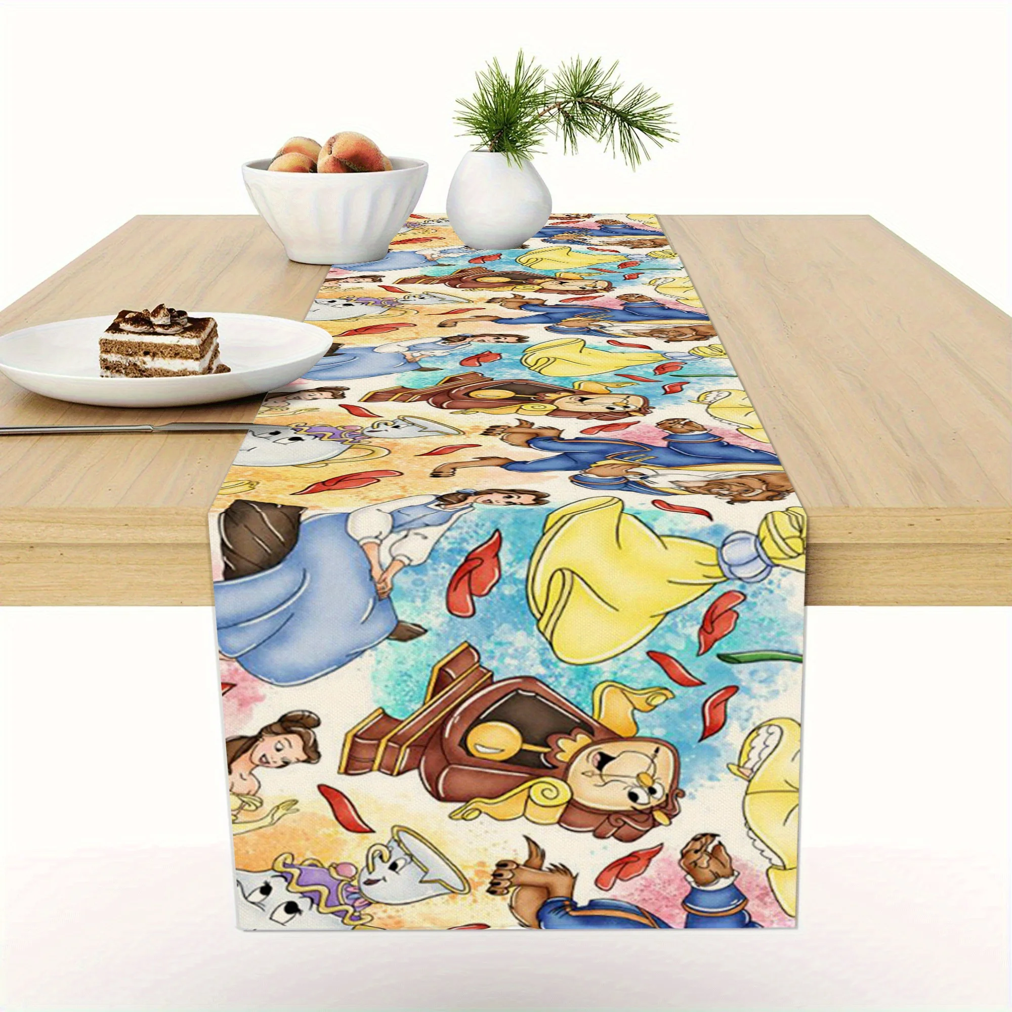 

1 Piece of Disney Princess Series Patterned Square Tablecloth, Washable Table Runner, Suitable for Dining Tables, Family Gatherings, Home Decoration, Birthday Party Decoration