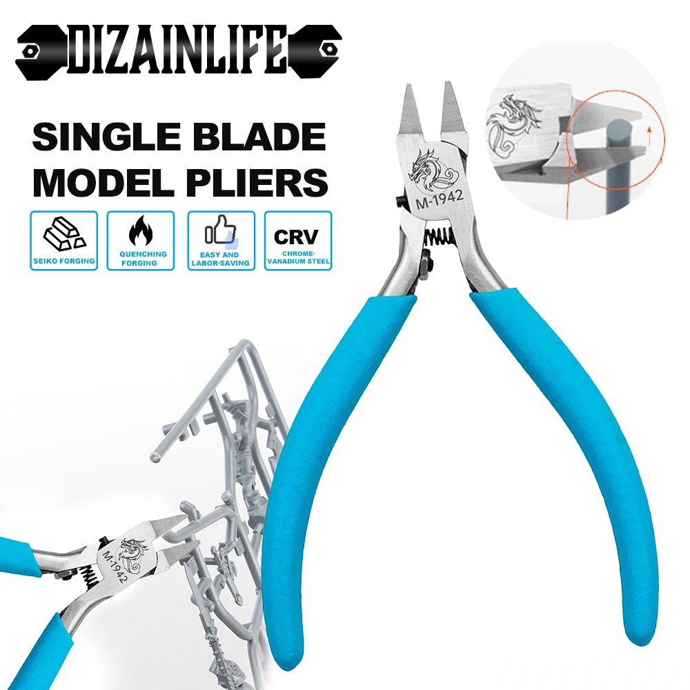 MJL M-1942 Model Pliers Non-slip Grip Sprue Cutter Ultra-thin Single Blade Gundam Nipper Plastic Model Cutting and Building DIY