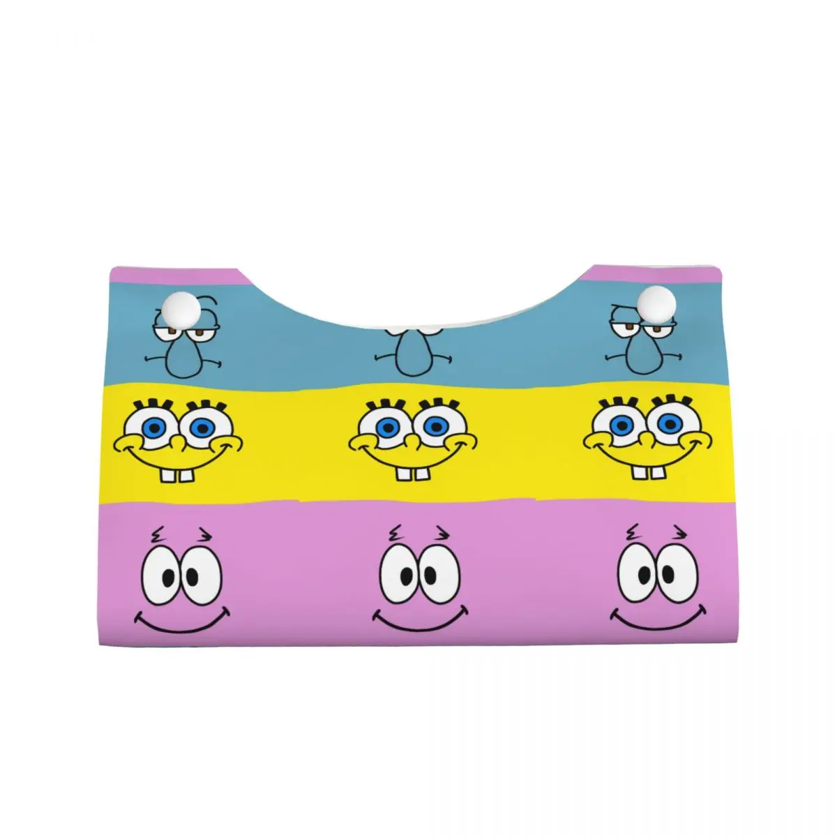 Custom SpongeBobed Tissue Box Cover for Bathroom Car Cute Cartoon Rectangular PU Leather Facial Tissue Box Holder