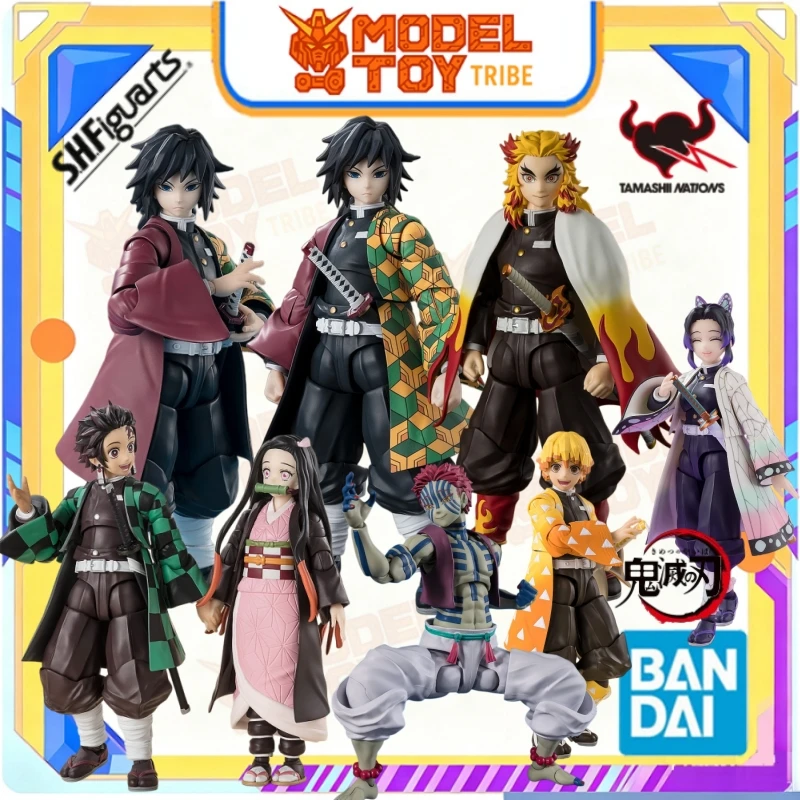 In-Stock Bandai SHF Demon Slayer: Tanjiro Nezuko & Zenitsu & Giyu & Shinobu & Rengoku & Azaka Et Al Original Anime Action Figure