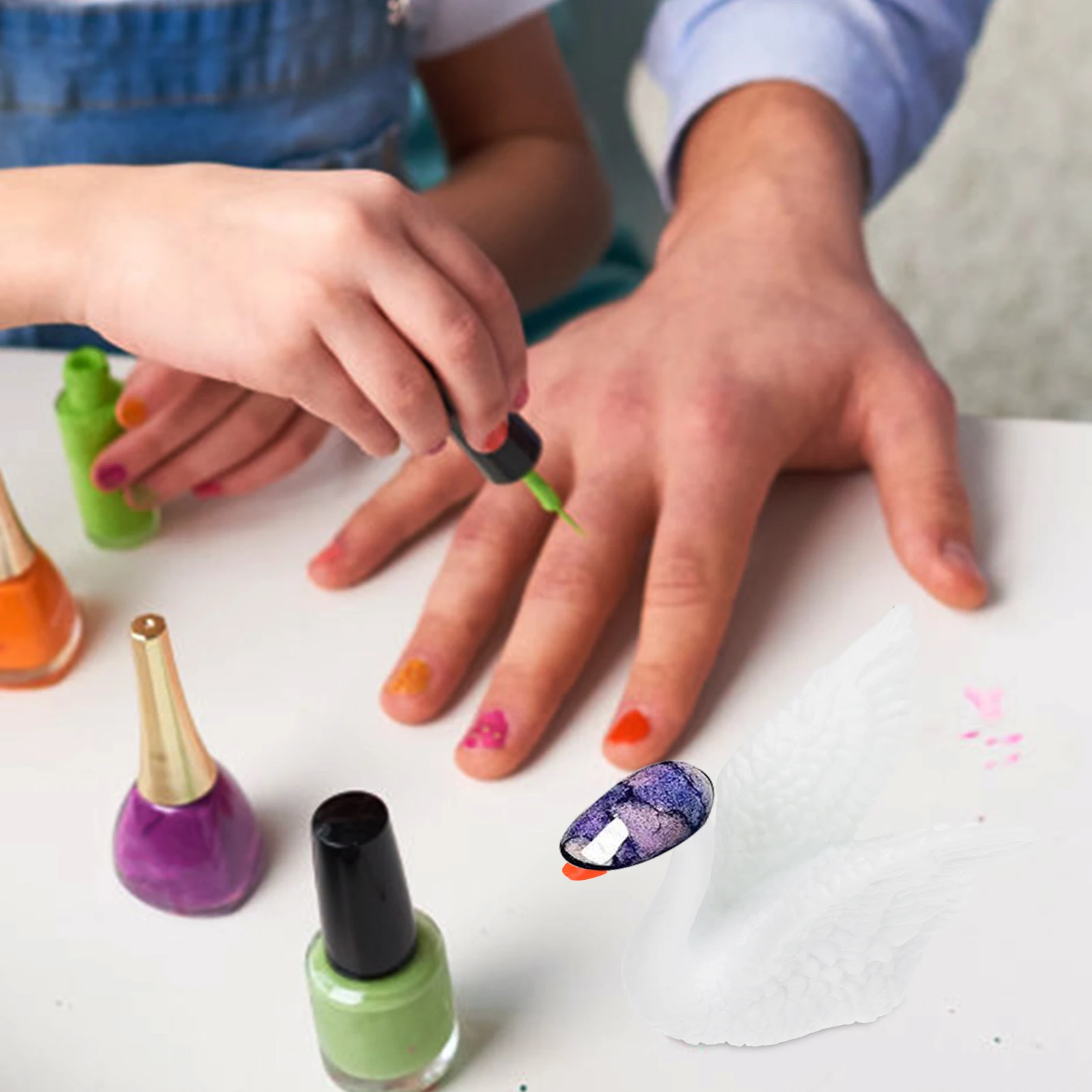 

5pcs Swan Art Stand For Nail Art Practice Rack Practice Display Manicure Training Rack Fake Nail Holder Beauty Salon Tool