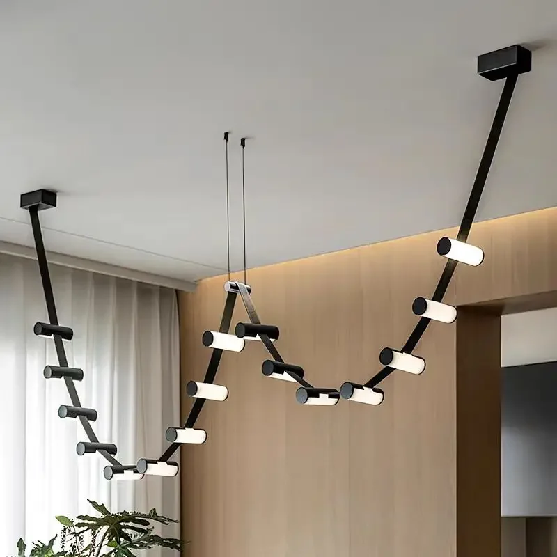 Modern Creative Leather LED Pendant Lamp Living Room Above Dining Table Hotel Villa with Adjustable Chandelier Home Decor Light