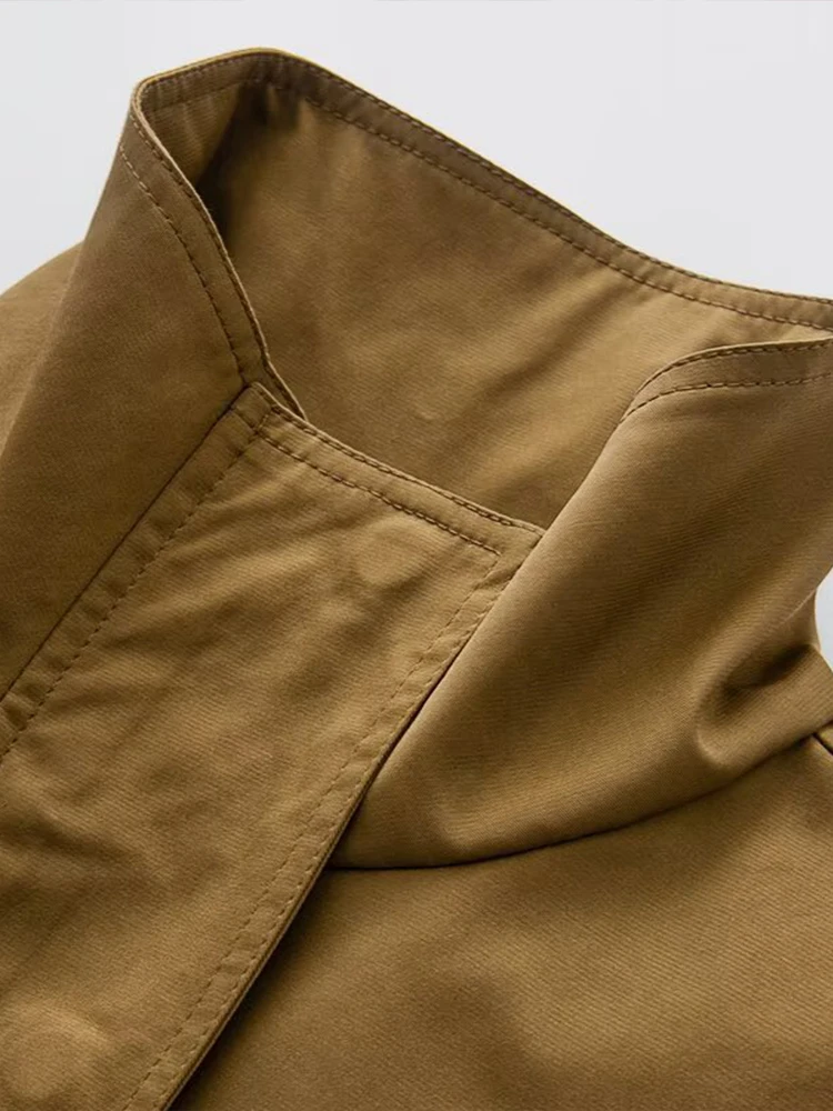 ملابس نسائية صيفية جديدة على الطراز الأوروبي والأمريكي، سترة عصرية متعددة الاستخدامات مزخرفة بجيب وياقة عالية وأكمام طويلة