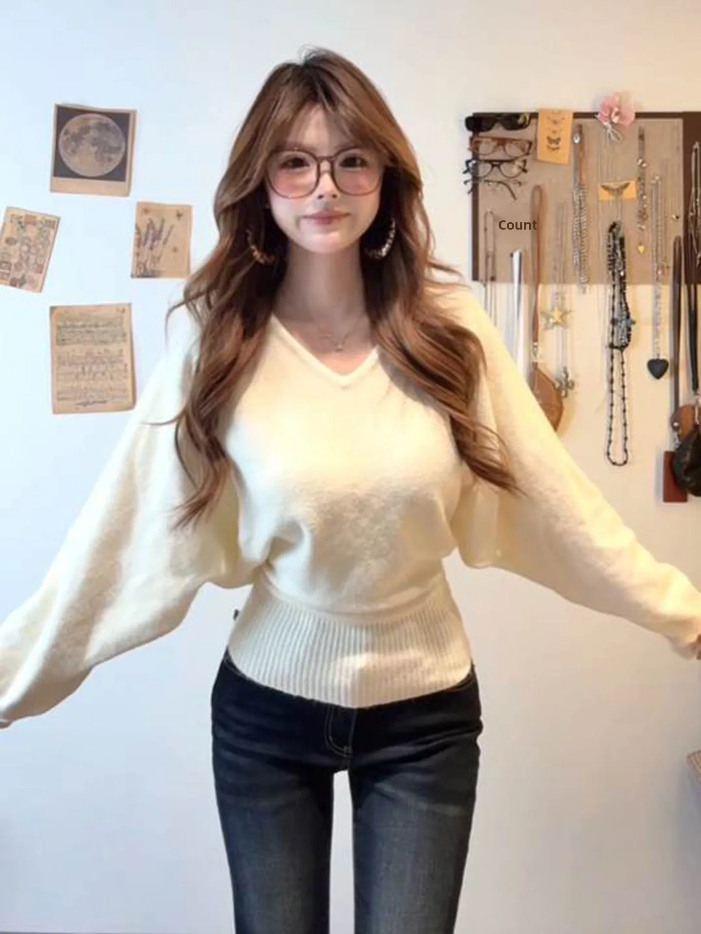 

Свободный вязаный свитер, женский дизайн с поясом на талии, осень-зима, новый костюм желтовато-коричневого цвета, универсальный удобный корейский свитер...