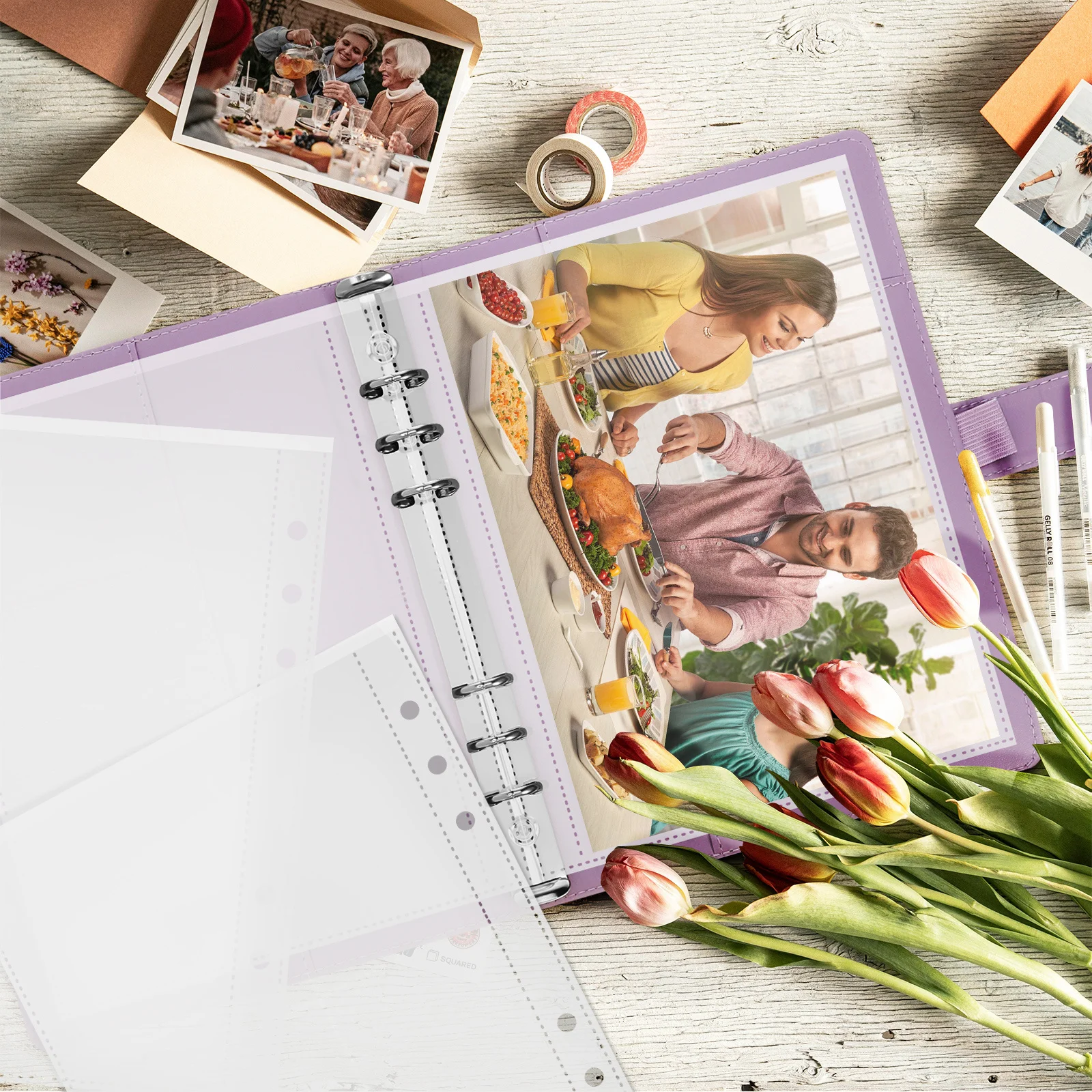 50Pcs Protection Film Transparent Binder Sleeves Clear Document Protectors Open Top for Birth Certificates Office