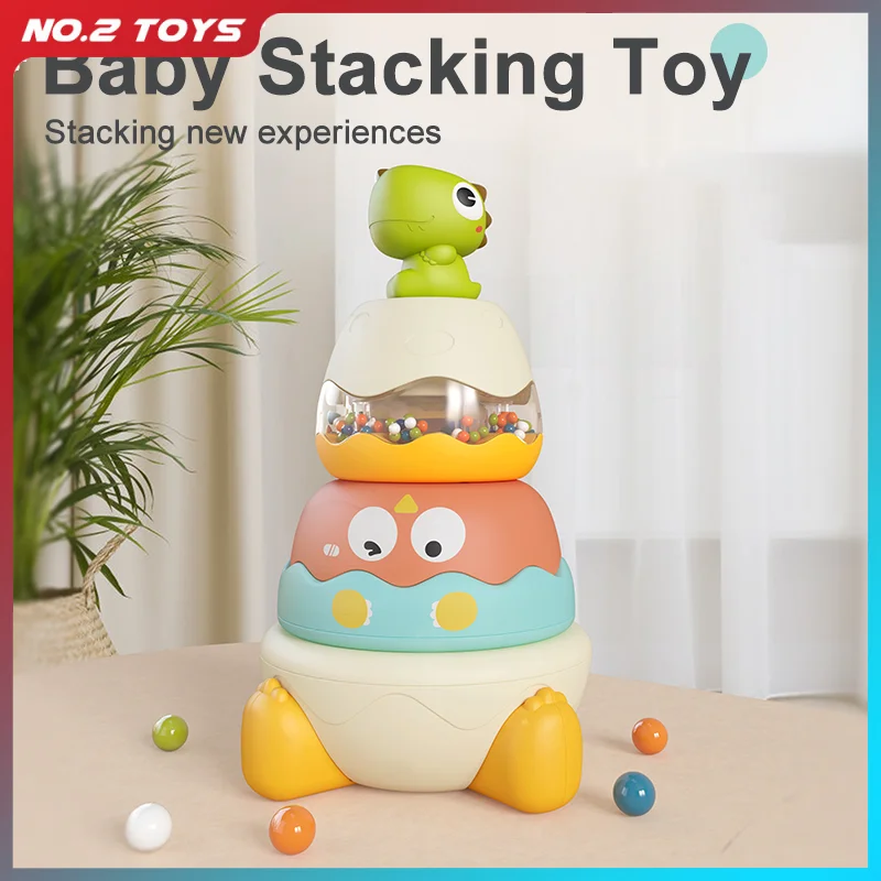Baby Rattles Bell Stacking Toy 6 12 Months Early Educational Stacking Game for Babies Color Shape Cognition Toddler Sensory Toys