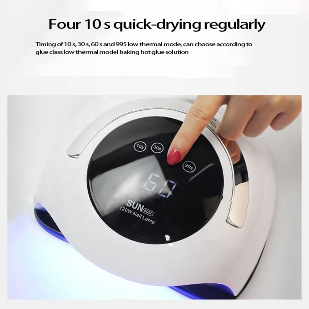 120W Nail Dryer, Professional Nail Lamp with 4 with Motion Sensing Manicure Pedicure Salon Tool(EU Plug)