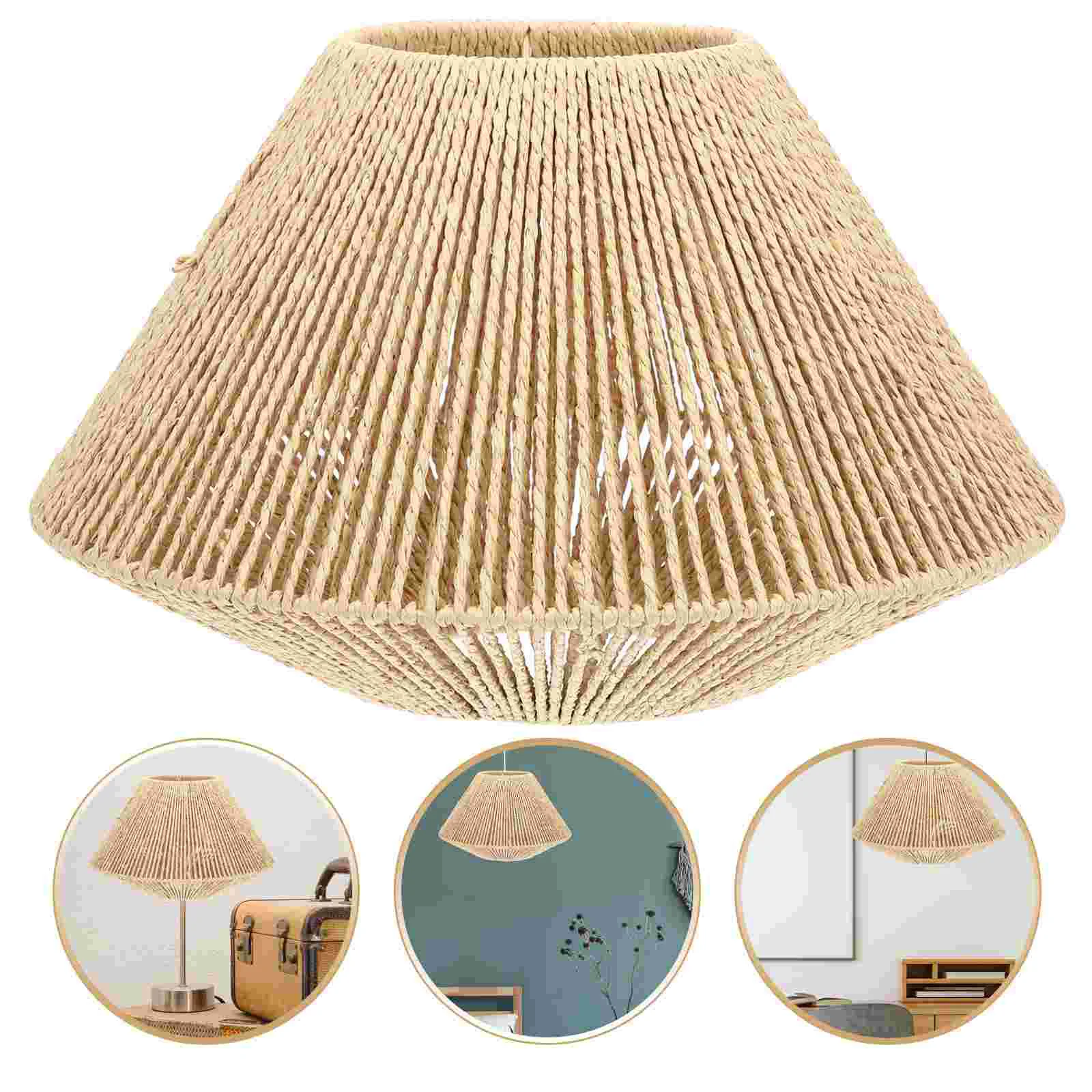 

Rattan Lampshade for Pendant Hanging Shades Vintage Retro Lampshades Woven Desk