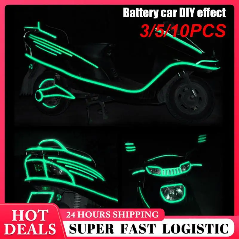 3/5/10PCS Car Reflective Sticker Durable Green Warning Ground Light Reflective Fluorescent Car Interior Accessories