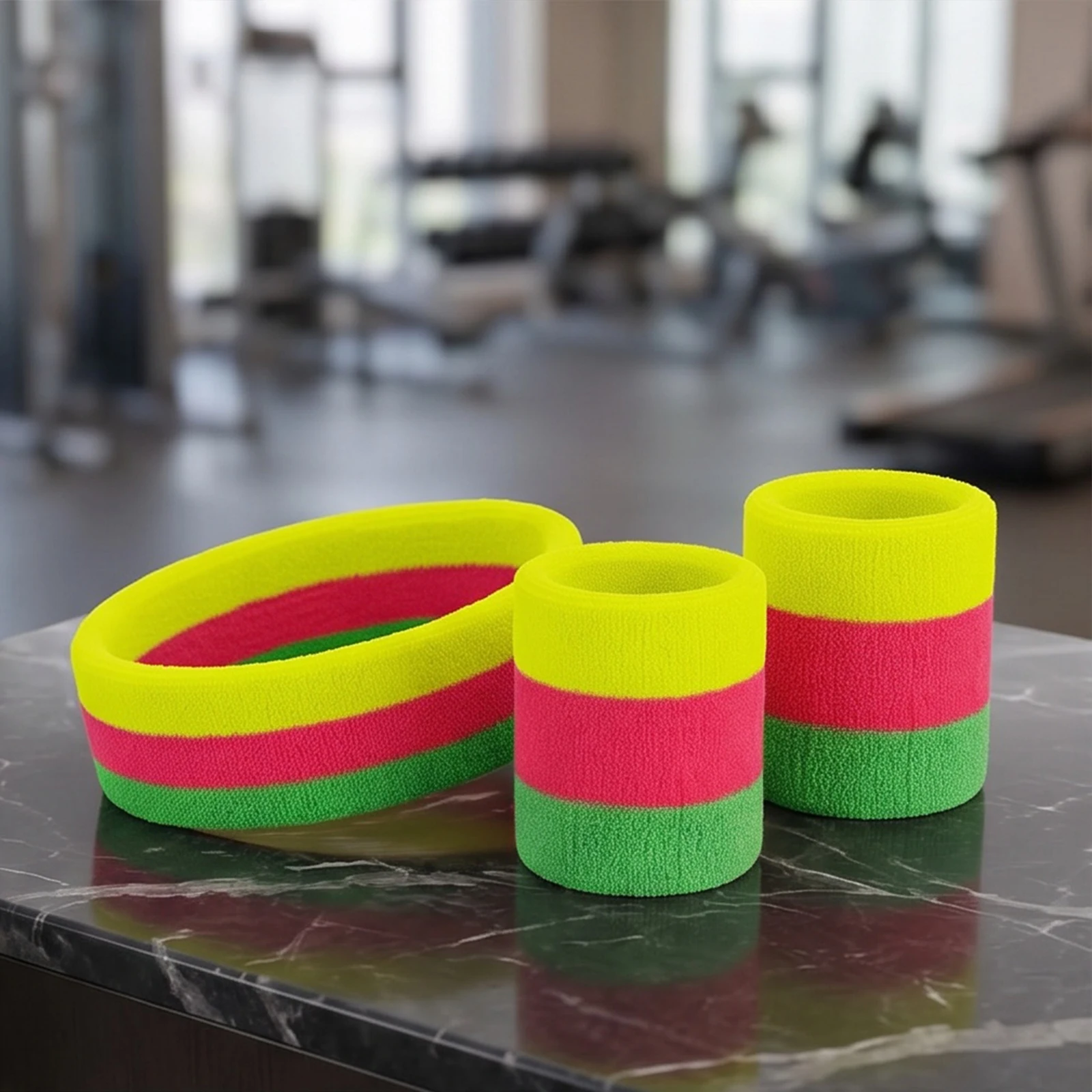 Wrist Sweatband Headband Striped Athletic Sweatband Moisture Wicking 2 Wristbands and 1 Headband for Basketball Tennis Yoga Gym