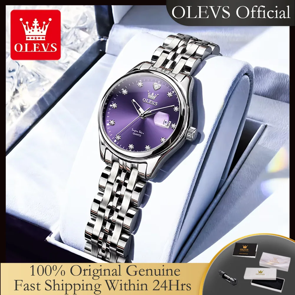 

OLEVS 5649 Woman Watch Fashion Solid Steel Strap Luxury Brand Original Calendar Waterproof Diamond scale Elegant Quartz Watches