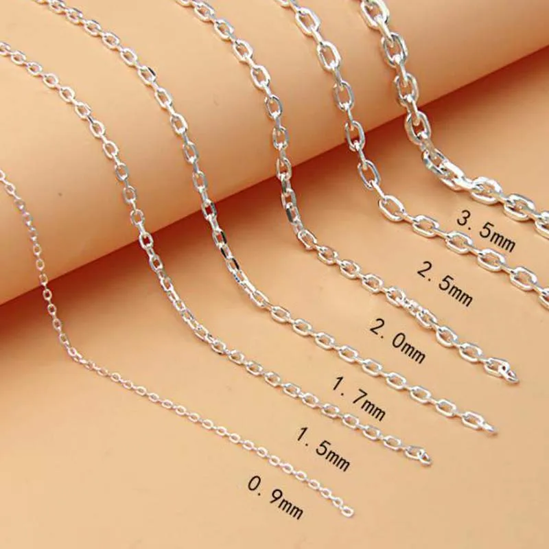 Genuine Real Pure Solid 925 Sterling Silver Cross Chain O Shape Wire Line Chains Necklace Bracelet Jewelry Making 0.9mm image 4