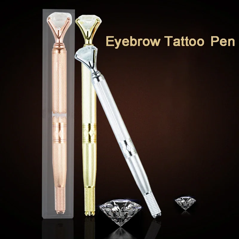 3pcs/set 3D Eyebrow Embroidery Tattoo Manual Pen Microblading Eyebrow Lip with Crystal Diamond Permanent Tattoo Accessories