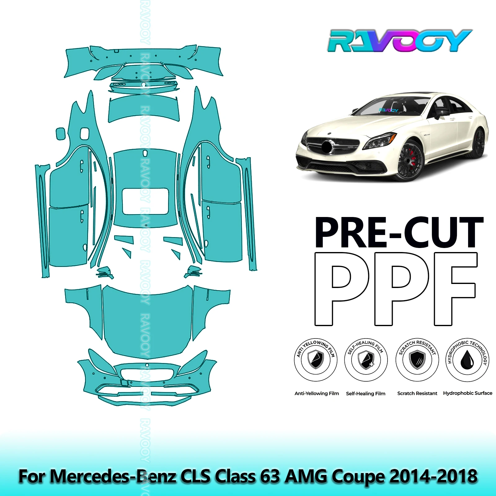 

Full Vehicle Clear Bra Precut PPF Paint Protection Film For Mercedes-Benz CLS Class 63 AMG Coupe 2014-2018