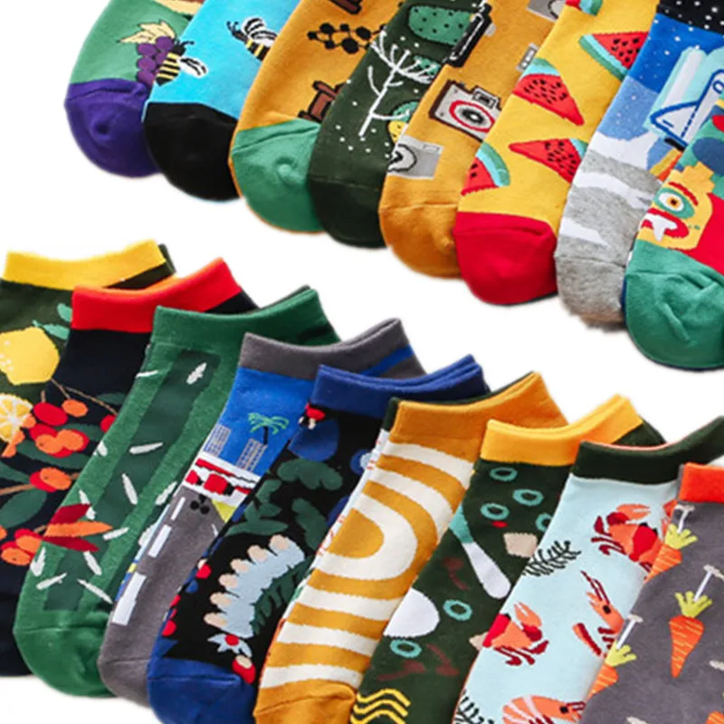 Spring Style AB Tide Socks Women Cotton Ankle Socks Couple Socks Fun Series Animal Outer Space Fruit Men\'s and Women\'s Socks