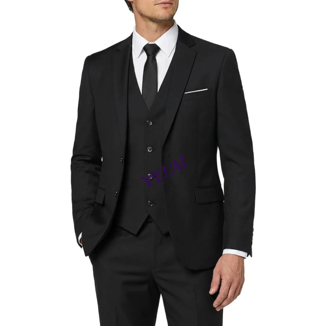 

CustomizedMen's 3 Piece Slim Fit Suit Set, 2 Button Blazer Jacket Vest & Pants, Business Wedding Party Prom Suit For Men