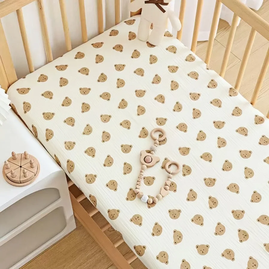 1 Pcs Baby Crib Sheets for Boys Girls Fitted Crib Sheet  for Standard Crib and Toddler Mattress Super Soft Microfiber Baby Sheet