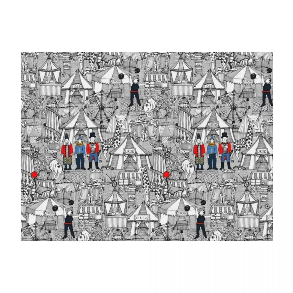 retro circus bw col Throw Blanket Soft Big Single Shaggy Hairy Blankets