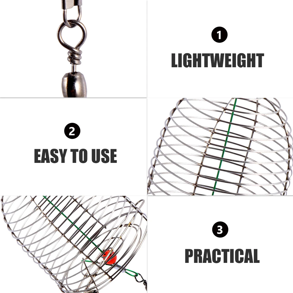 

10pcs Bait Cage Holder Fishing Spring Container Compartments Carp Equipment Stainless Steel Lightweight Outdoor Feeder Bait
