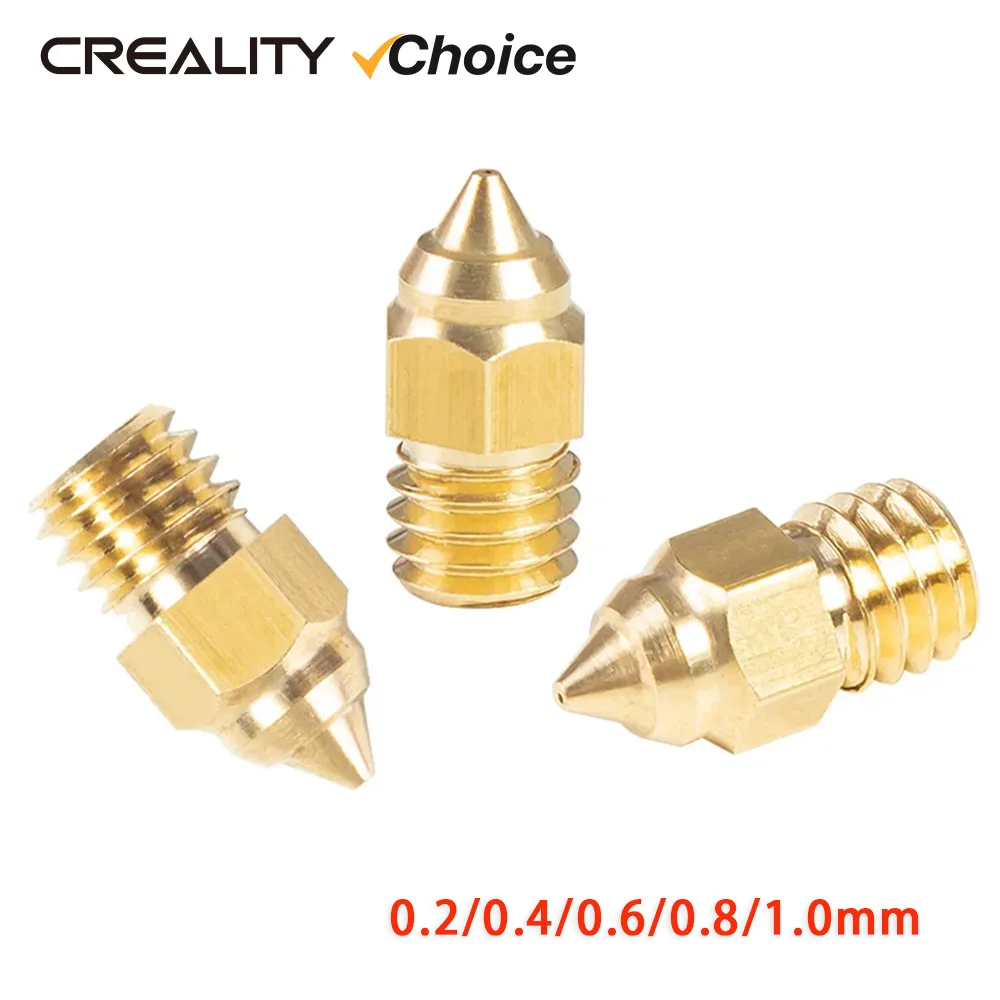 Creality 5Pcs/Set 0.2/0.4/0.6/0.8/1.0mm High-Speed Brass Nozzles Hotend Extruder Brass Nozzles 3d Printer Accesoires