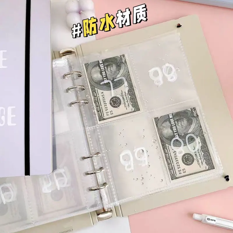 25pcs/Lot A5 Binder Pockets Binder 6-Ring Notebook Binder Loose Leaf Insert Bags Paper Clear Sleeves Card Diary Accessory